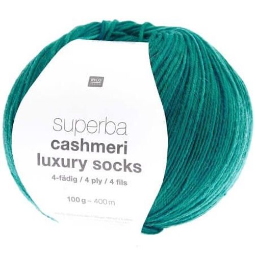 Pelote De Laine À Chaussettes Superba Cashmeri Luxury Socks 4 Fils - 100gr - Rico Design Vert (018 - Turquoise)