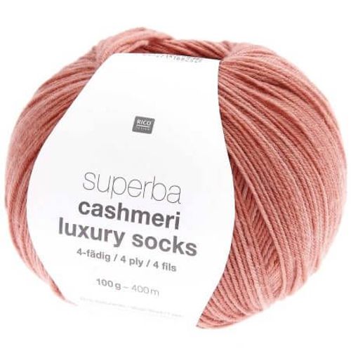 Pelote De Laine À Chaussettes Superba Cashmeri Luxury Socks 4 Fils - 100g - Rico Design : Douceur Et Luxe Pour Vos Pieds Rouge (014 - Corail)