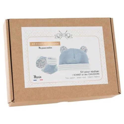 Kit Naissance Bonnet Et Chaussons Marin - Niveau Intermédiaire Bleu