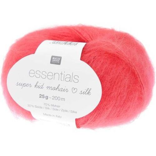Fil À Tricoter Essentials Super Kid Mohair Loves Silk: Luxe, Douceur Et Créativité - 25gr - Rico Design 64 Néon Rouge