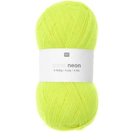 Pelote De Laine À Chaussette Socks Neon 4 Fils - 100gr - Rico Design 01 Jaune Fluo