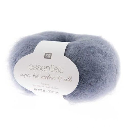 Fil À Tricoter Essentials Super Kid Mohair Loves Silk: Luxe, Douceur Et Créativité - 25gr - Rico Design 41 Bleu Fumé