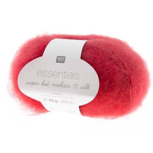 Fil À Tricoter Essentials Super Kid Mohair Loves Silk: Luxe, Douceur Et Créativité - 25gr - Rico Design 39 Rouge Cerise