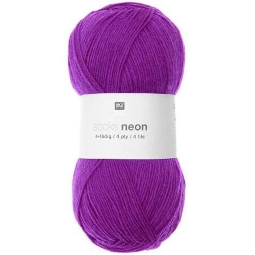 Pelote De Laine À Chaussette Socks Neon 4 Fils - 100gr - Rico Design 06 Violet Lilas Fluo