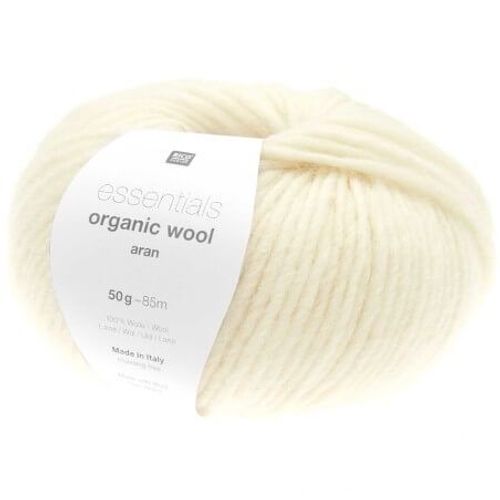 Pelote De Laine À Tricoter Essentials Organic Wool Aran - Rico Design 01 Creme Ecru