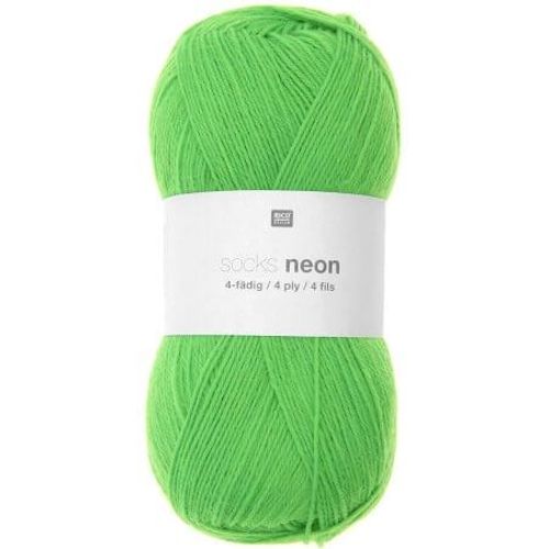 Pelote De Laine À Chaussette Socks Neon 4 Fils - 100gr - Rico Design 05 Vert Fluo