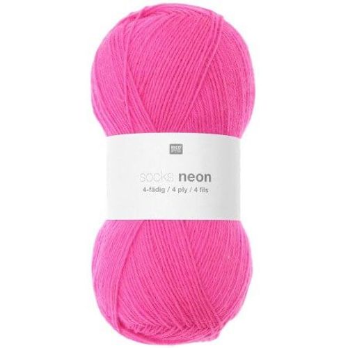 Pelote De Laine À Chaussette Socks Neon 4 Fils - 100gr - Rico Design 02 Rose Fluo