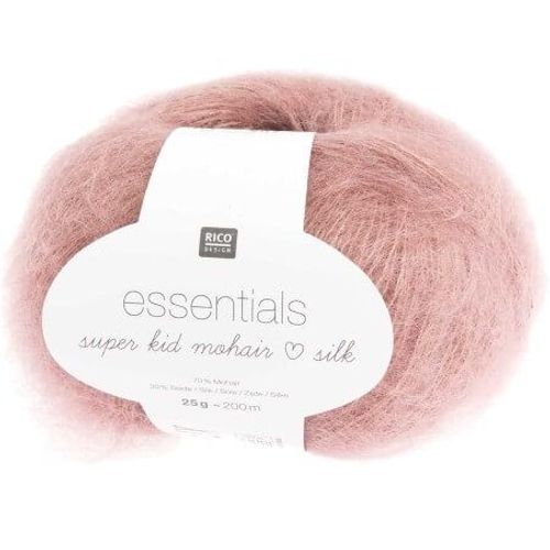 Fil À Tricoter Essentials Super Kid Mohair Loves Silk: Luxe, Douceur Et Créativité - 25gr - Rico Design 13 Vieux Rose