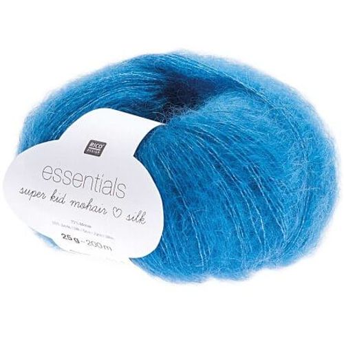 Fil À Tricoter Essentials Super Kid Mohair Loves Silk: Luxe, Douceur Et Créativité - 25gr - Rico Design 46 Bleu Aur