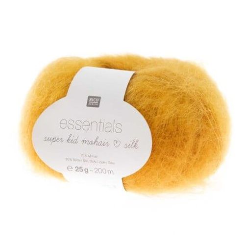 Fil À Tricoter Essentials Super Kid Mohair Loves Silk: Luxe, Douceur Et Créativité - 25gr - Rico Design 37 Jaune Moutarde