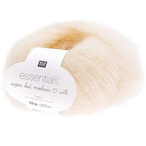 Fil À Tricoter Essentials Super Kid Mohair Loves Silk: Luxe, Douceur Et Créativité - 25gr - Rico Design 42 Ecru Créme