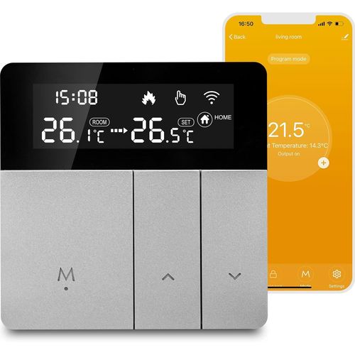 Thermostat Chaudiere Gaz Thermostat Connecté Chauffage Thermostat 3a, Smart WiFi Thermostat Chambre Thermostat Chauffage Au Sol Mural, Compatible avec Alexa/Google Assistant