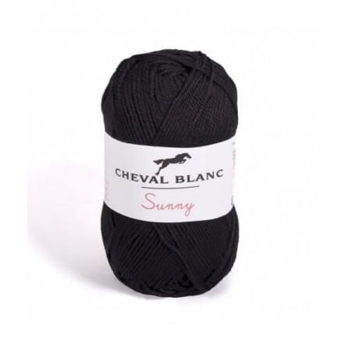 Pelote De Coton À Tricoter Sunny Uni - Cheval Blanc - Ppsc 12 Noir
