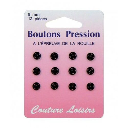 Boutons Pression N°6 Noirs X12 - Distrifil 6 Noir