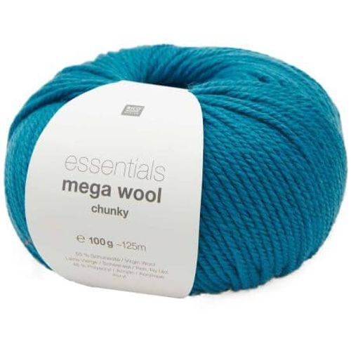 Laine À Tricoter Essentials Mega Wool Chunky - 100gr - Rico Design 30 Turquoise Bleu