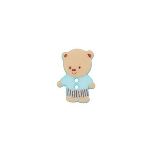Boutons Ourson Blanc 15mm X 3 - Union Knopf Bleu Clair