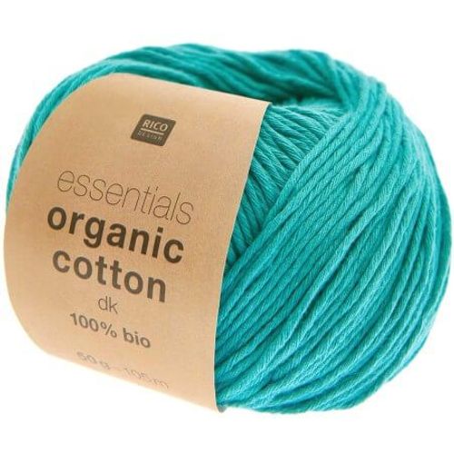 Coton À Tricoter Essentials Organic Cotton Dk - Rico Design 010 Turquoise Vert