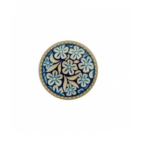 Bouton Métal Motif Floraux 23mm À Queue - Prym Marine Bleu