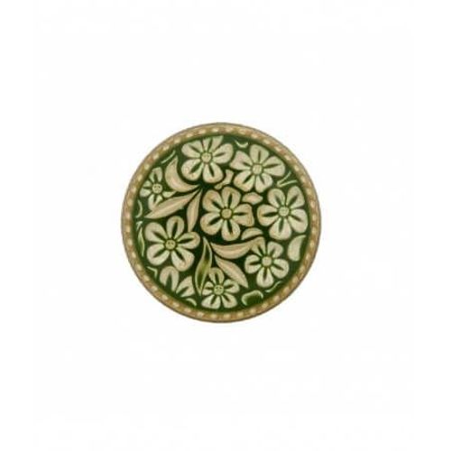 Bouton Métal Motif Floraux 23mm À Queue - Prym Vert Fonce