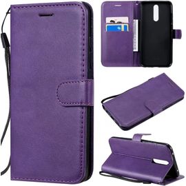 Compatible Avec Coque Xiaomi Redmi 8, Flip Rabat Cuir Portefeuille Housse Avec Fentes Pour Cartes, Magnetique Fonction Stand Etui A Rabat Violet & 2x Verre Trempe