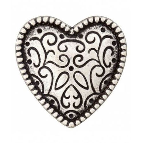 Boutons Coeur Folklore À Queue 20mm X2 - Prym Argent Vieilli Gris