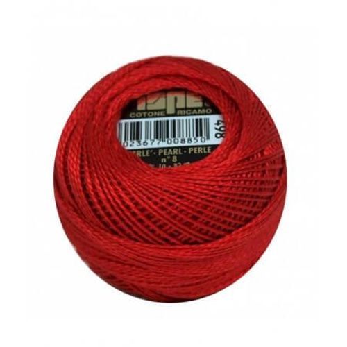 Coton Perlé Ispe N°8 - 10gr - Distrifil 498 Rouge Ecarlate
