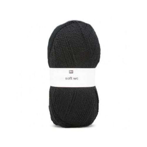 Fil De Laine À Tricoter Creative Soft Wool Aran - 100gr - Rico Design 18 Noir