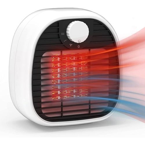 Radiateur Soufflant, Radiateur Soufflant Céramique 1000W Radiateur Electrique avec 2 Niveaux de Chauffage et Vent Naturel, Surchauffe & Basculement Protecteur, Radiateur Soufflant salle Bain