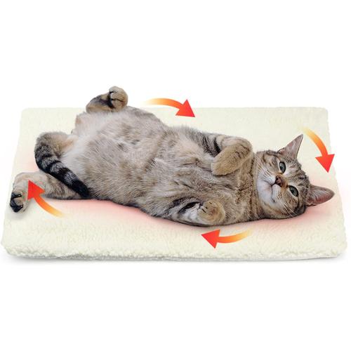 Pets Tapis Chauffant Pour Chat Et Chiens Coussin Chauffant Chat Couverture Auto-Chauffant Tapis Thermique Pour Chat Et Petits Chiens,Blanc, 60 * 45cm, 5 Pièces