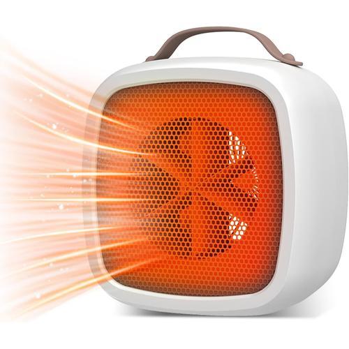 Chauffage soufflant à économie d'énergie silencieux, 500 W Mini radiateur soufflant électrique sûr chauffage électrique portable chauffage intérieur pour bureau chambre protection contre la surchauffe