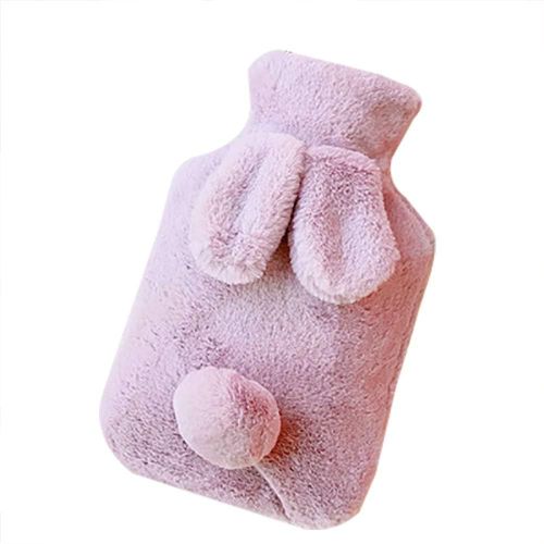 Lapin Bouteille D'eau Chaude Avec Housse En Peluche Sac D'eau Chaude Peluche Sac De Bouillotte Mains Chaudes Pied Chaud 24 * 16.5cm (Violet)