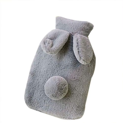 Lapin Bouteille D'eau Chaude Avec Housse En Peluche Sac D'eau Chaude Peluche Sac De Bouillotte Mains Chaudes Pied Chaud 24 * 16.5cm (Gris)