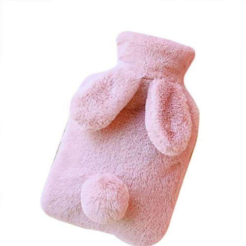 Lapin Bouteille D'eau Chaude Avec Housse En Peluche Sac D'eau Chaude Peluche Sac De Bouillotte Mains Chaudes Pied Chaud 24 * 16.5cm (Rose Clair)