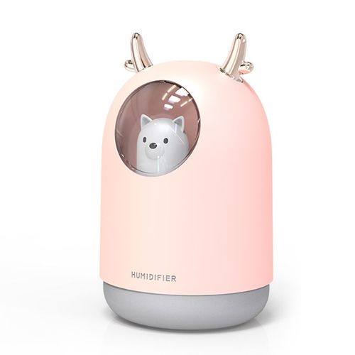 Humidificateur d'air bébé Chambre Ultrasonique Silencieux avec 7 Couleurs de Lumière 12 Hd'arrêt Automatique, 300 ml USB Rose