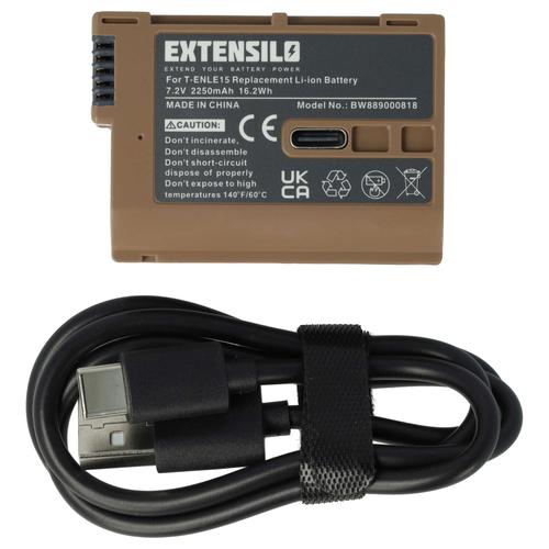 EXTENSILO Batterie compatible avec Nikon Z7, Z6 II, Z7 II, Z8 appareil photo (2250mAh, 7,2V, Li-ion), puce d'information, USB