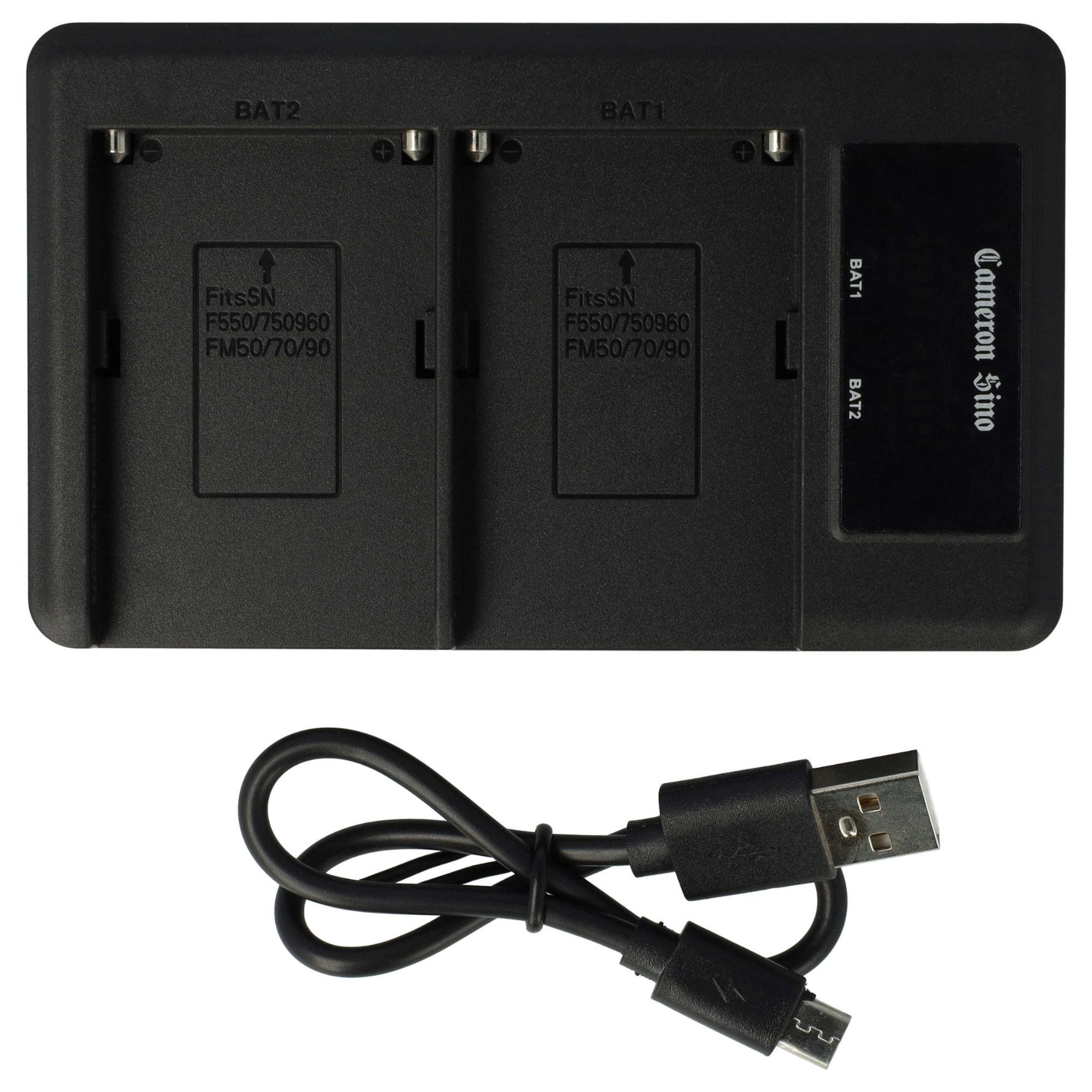 vhbw Chargeur double compatible avec Sony CCD-TR748, CCD-TR728, CCD-TR730E, CCD-TR728E caméra caméscope action-cam - Station + câble micro-USB