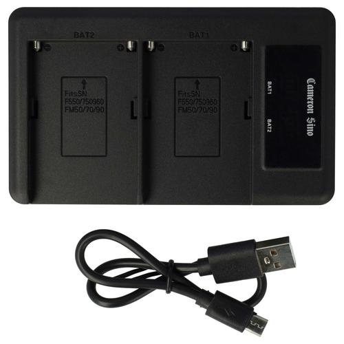 vhbw Chargeur double compatible avec Sony CCD-TR2200E, CCD-TR2300, CCD-TR2300E, CCD-TR2600E caméra caméscope action-cam - Station + câble micro-USB