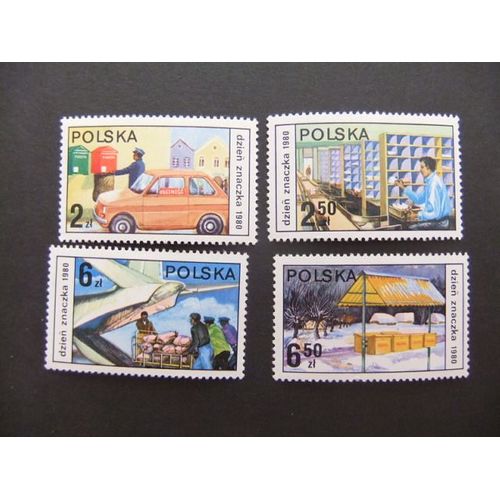 6 Polonia Pologne Polska 1980, Journée Du Timbre, Activités Des Bureaux De Poste, Yvert 2532 / 2535 Mnh