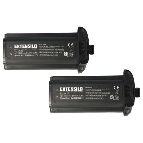 EXTENSILO 2x Batteries remplacement pour Canon 7084A001, 7084A002, NP-E3 pour appareil photo (1800mAh, 12V, NiMH)