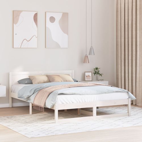 Vidaxl Cadre De Lit Blanc Bois De Pin Massif 140 X 200 Cm Cadre De Lit