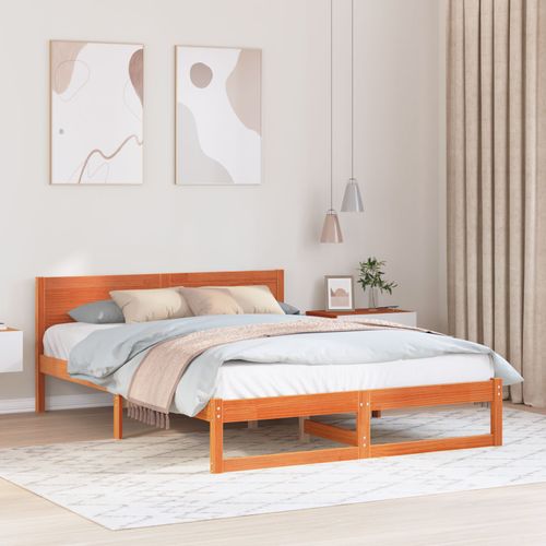 Vidaxl Cadre De Lit Marron Ciré Bois De Pin Massif 150 X 200 Cm