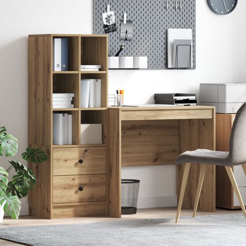 Bureau Vidaxl Avec Rangement Chêne Artisan Bois D'ingénierie, Bureau Vidaxl Chêne Artisan 80x50x76 Cm Bois D'ingénierie