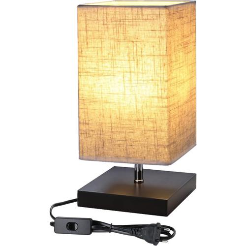 Lighting Lampe De Chevet Design E27 Finitions Supers Socle En Bois Carré Abat-Jour En Tissu Lampe De Chevet Rectangulaire Ambiance Jolie Lumiere Tamisée Pour Chambre Salon Hotêl Café