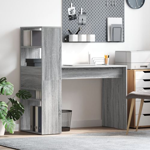 Vidaxl Bureau Avec Rangement Gris Sonoma 113x54x120 Cm Bois D'ingénierie