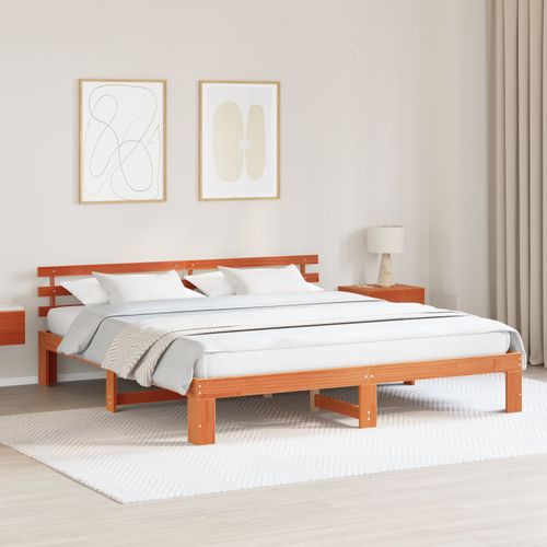 Vidaxl Cadre De Lit En Bois De Pin Marron Ciré Bois Massif 200 X 200 Cm
