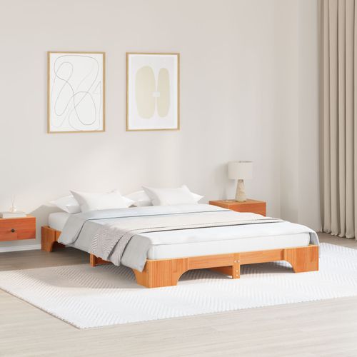 Vidaxl Cadre De Lit Marron Ciré Bois De Pin Massif 160 X 200 Cm