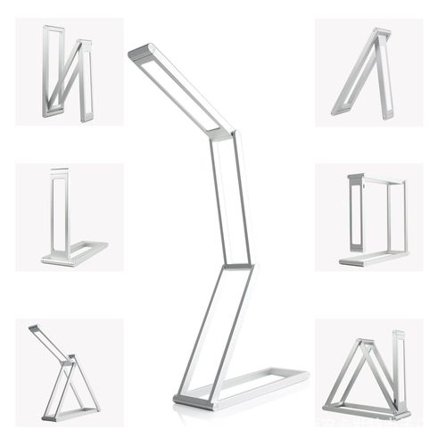 Lampe De Bureau Led, Lampe De Chevet Lumiere Table Pliable Aluminium Sans Fil Usb Rechargeable Avec, Usb Câble Pour Enfant/Etude/Lecture/Bureau (Argent)