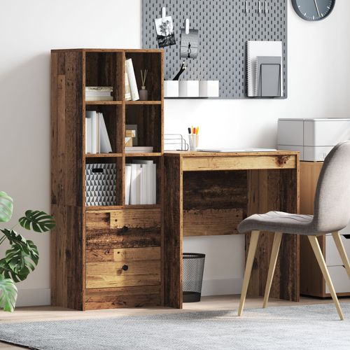 Vidaxl Bureau Avec Rangement Bois Ancien Bois D'ingénierie