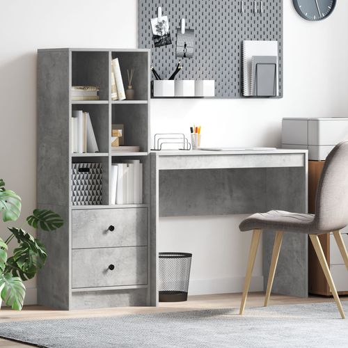 Vidaxl Bureau Avec Rangement Gris Béton Bois D'ingénierie