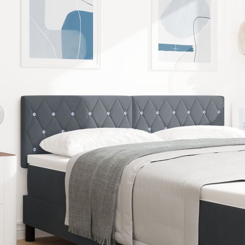 Tête De Lit Vidaxl Boutons En Cristal Capitonnés Gris Foncé 160 Cm Velours